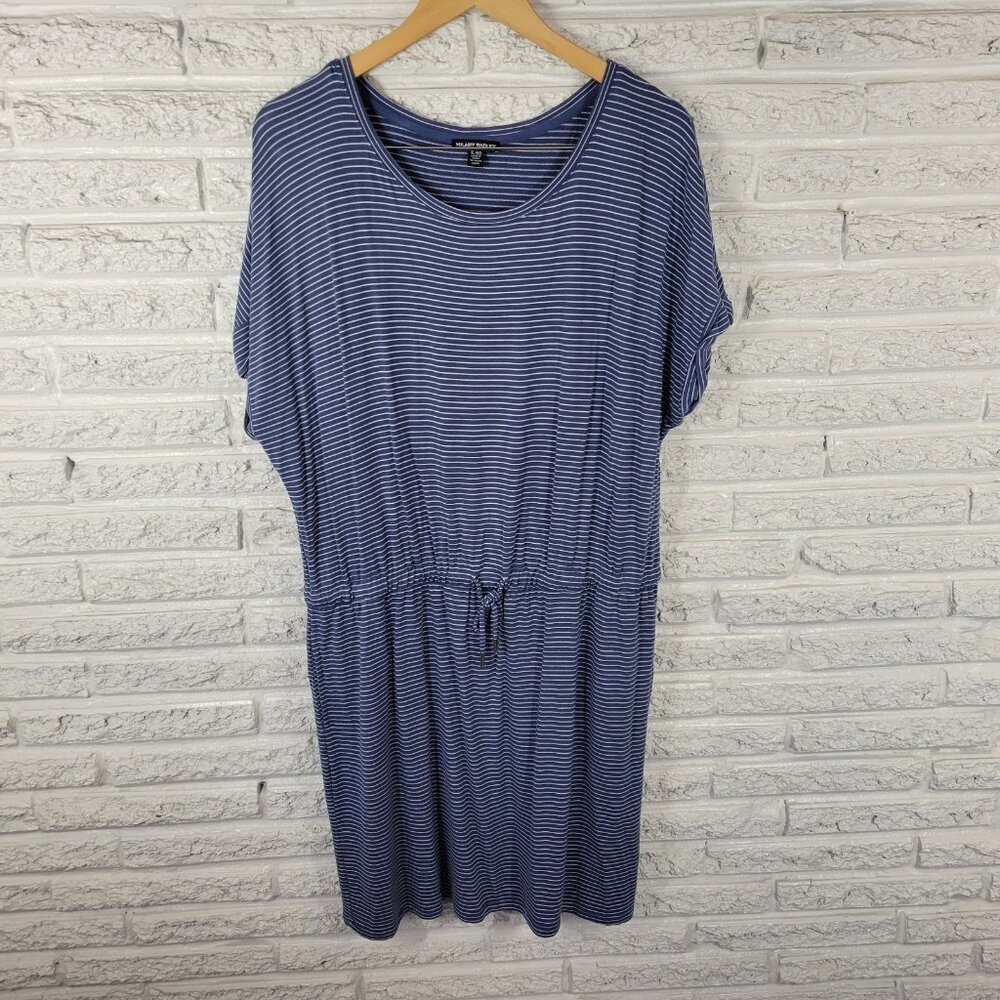 Hilary Radley Womens Dress Extra Large XL Mini Blue Stripe Pockets Comfy STR8E